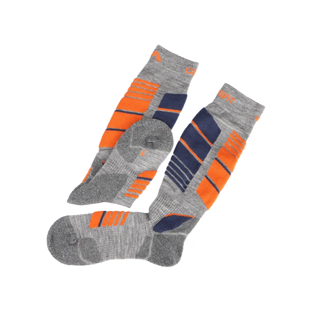 1 جوراب کوهنوردی و اسکی ساق بلند رنگ طوسی نارنجی برند کریویت آلمان - Image 1