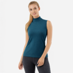 تیشرت ورزشی زنانه رنگ آبی نفتی برند کریویت آلمانی یقه سه سانتی و آستین کاپ - Image 2