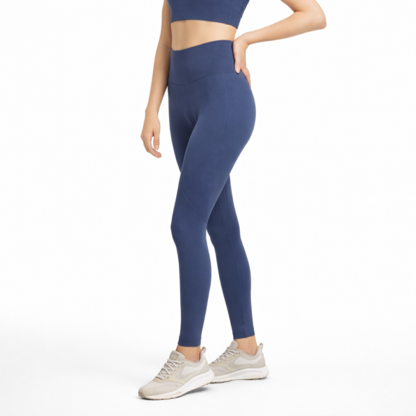 لگ یوگا Crivit سرمه‌ای فاق‌بلند زنانه، جذب و نرم، پارچه کشی با پنل بافت‌دار، مناسب تمرین و استفاده روزمره