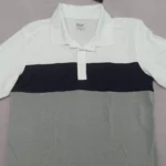 تیشرت سه دکمه مردانه کریویت کد337 رنگ سفید طوسی - Image 3